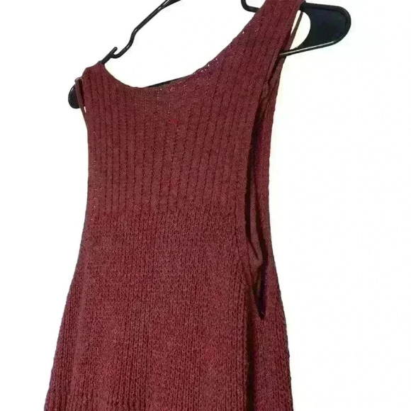 Free People maroon Waterfall Knit swing crew neck Dress with slip size Small - Picture 14 of 15
